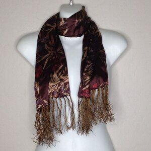 Jin Xiu Lang Womens Bamboo Print Fringe Rectangle Scarf Asian Motif